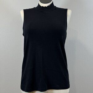 CJ Banks Sleeveless Black Mock Neck Tank Top Layer Your Look Cotton Womens Sz X